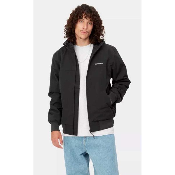 CHAQUETA SAIL HOODED NYLON BLACK/WHITE - Imagen 2