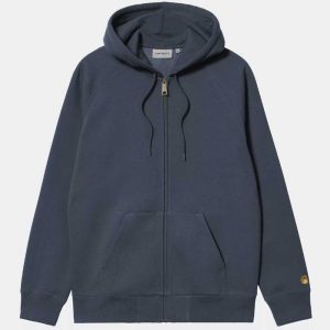 SUDADERA CHASE  CON GORRO ABIERTA DUSKY BLUE/GOLD