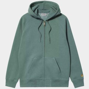SUDADERA CHASE  CON GORRO ABIERTA SILVER PINE/GOLD