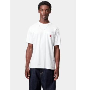 CAMISETA POCKET HEART WHITE/RED